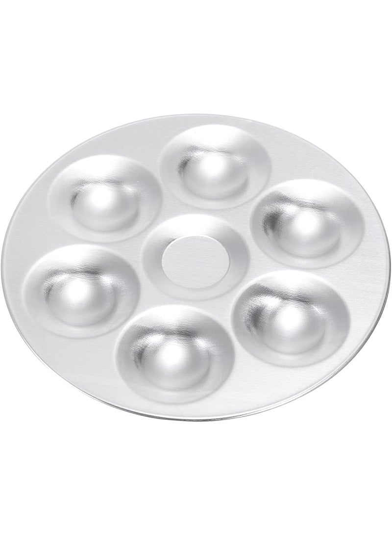 إيتالو لوحة ألوان بستة آبار، لوحة ألوان قابلة للغسل، صينية طلاء دائرية من الألومنيوم للرسم بالألوان المائية، مشروع فني، حرفي، DIY، فضي - Image 1