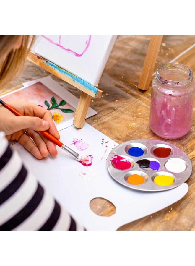 إيتالو لوحة ألوان بستة آبار، لوحة ألوان قابلة للغسل، صينية طلاء دائرية من الألومنيوم للرسم بالألوان المائية، مشروع فني، حرفي، DIY، فضي - Image 2