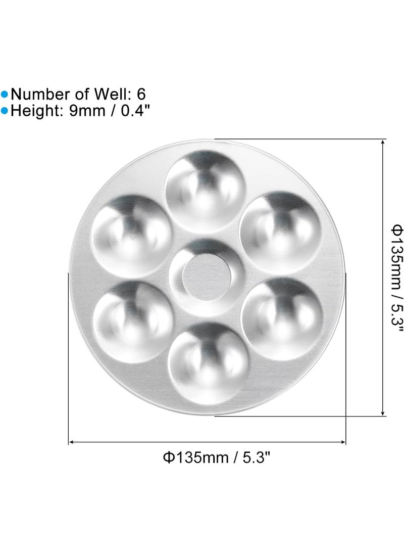 إيتالو لوحة ألوان بستة آبار، لوحة ألوان قابلة للغسل، صينية طلاء دائرية من الألومنيوم للرسم بالألوان المائية، مشروع فني، حرفي، DIY، فضي - Image 3