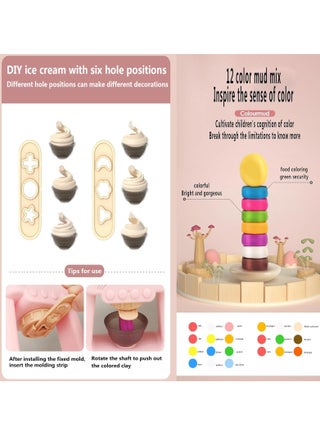 مجموعة عجينة اللعب ومجموعة إكسسوارات عجينة اللعب مع طاهي الآيس كريم، لعبة عجينة النمذجة غير السامة للعب المطبخ التخيلي للأطفال، هدية إبداعية وتعليمية للحرف اليدوية للأولاد والبنات - view 5