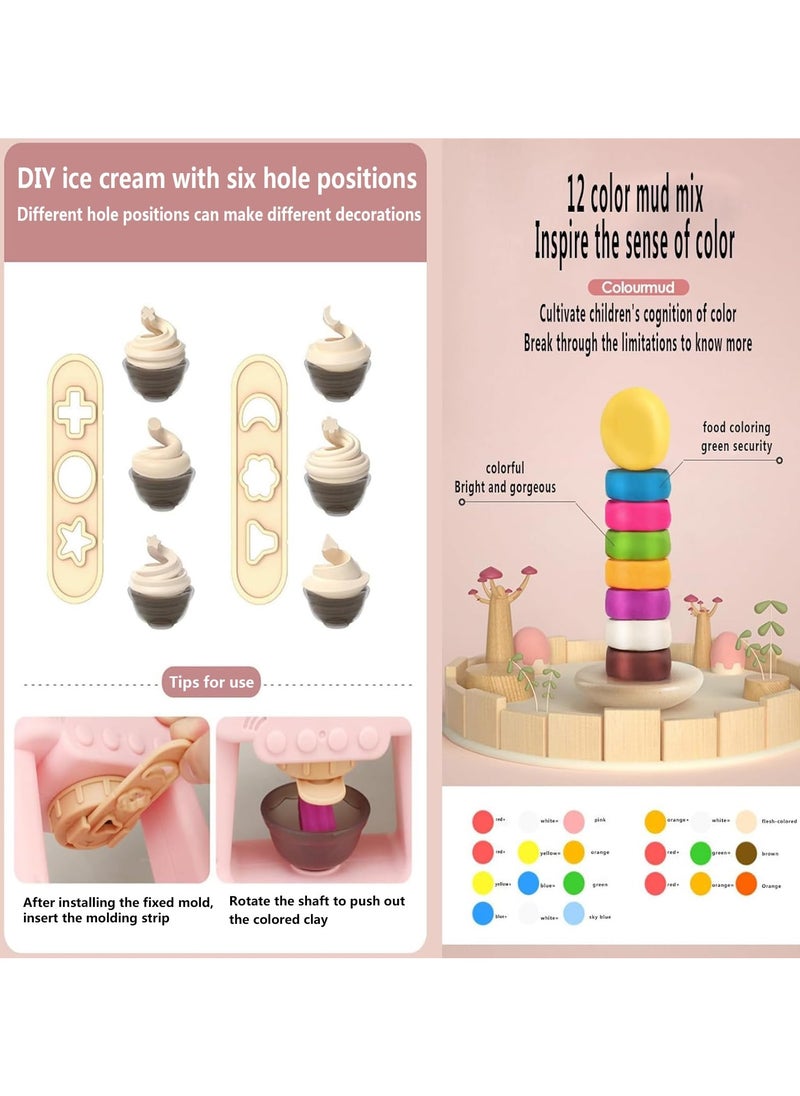 Playdough Accessories Kit, ice crema Maker Machine Dough Set, Color Dough Tools, Kitchen Creations Hamburger Maker Play Set for Girls Boys, Weekend Party Pretend Gift for Children