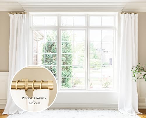 BlastHome Luxury 17 Custom Side Mount Curtain Rods 1 14 Large Diameter Premium Brackets Endcaps Signature Collection Set of Two Brushed Gold Finish - Image 3