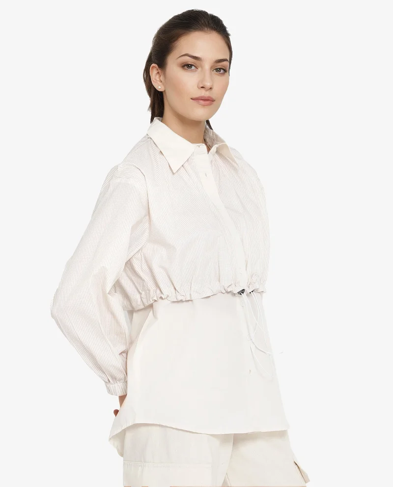 Rareism Women's Panelled Shirt With Drawstring Detail