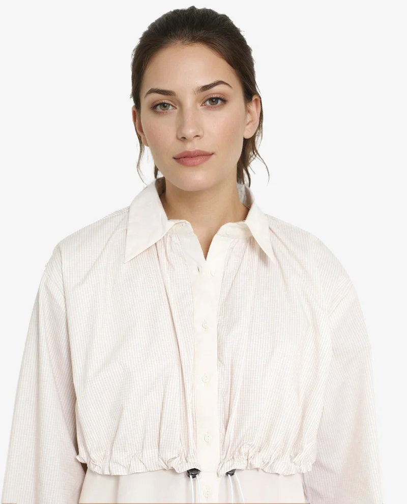Rareism Women's Panelled Shirt With Drawstring Detail