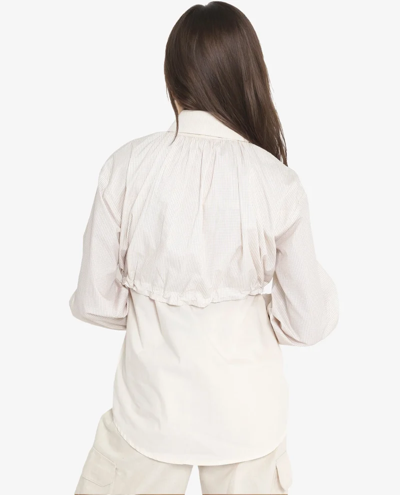 Rareism Women's Panelled Shirt With Drawstring Detail