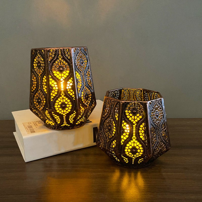 1Pc Morocco Style Hollow Out Candlestick Retro Iron candleholder Household Decor - Image 3