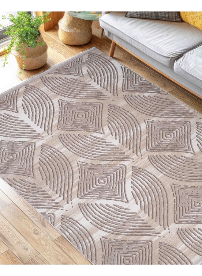 Carpet Woven Rug in Soft Texture | Arabesque Boho Design - Grey | Size - 150x225 cm (5x7 ft) | For Medium Sized Family room, Bedroom with queen beds, 4-6 seater Dinning area, Entry hallways & Foyers