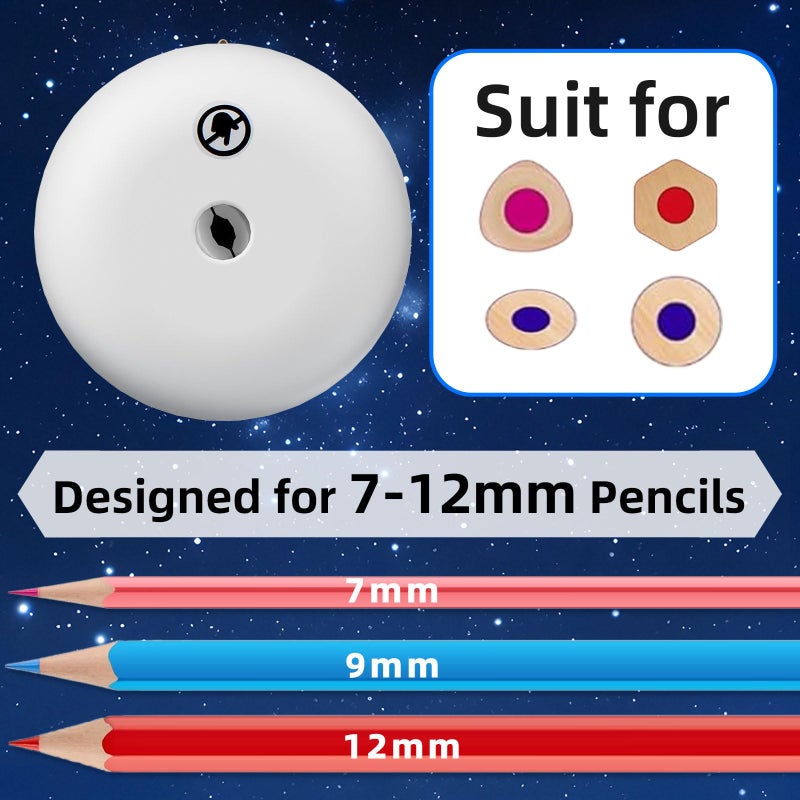 tenwin Fully Automatic Electric Pencil Sharpener for 7-12mm Pencils, Auto in&Eject, 3 Selectable Adjustable Pencil Nibs with Breathing Light (White) - Image 3