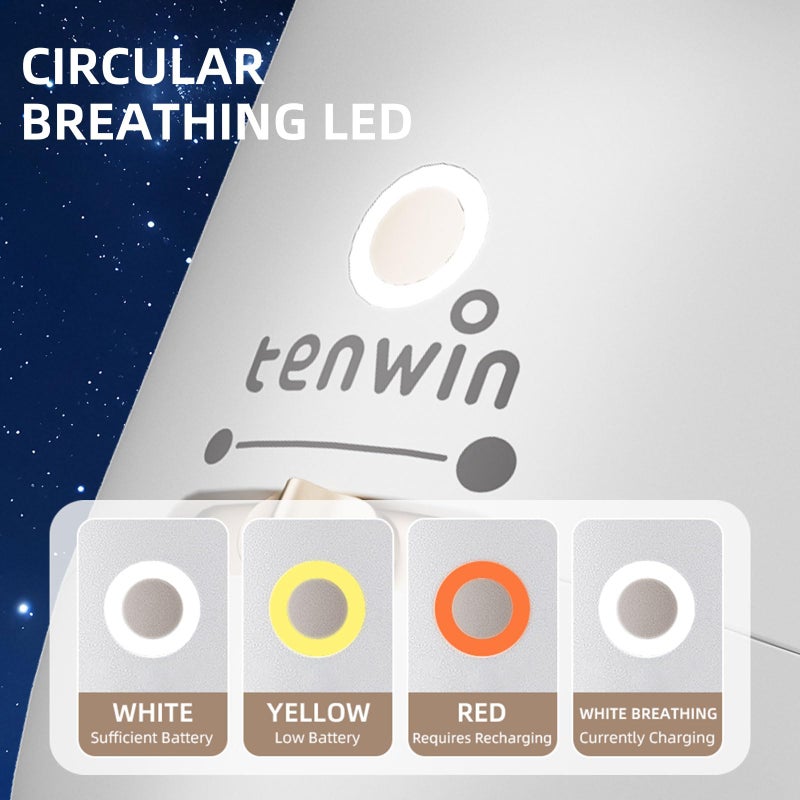 tenwin Fully Automatic Electric Pencil Sharpener for 7-12mm Pencils, Auto in&Eject, 3 Selectable Adjustable Pencil Nibs with Breathing Light (White) - Image 4