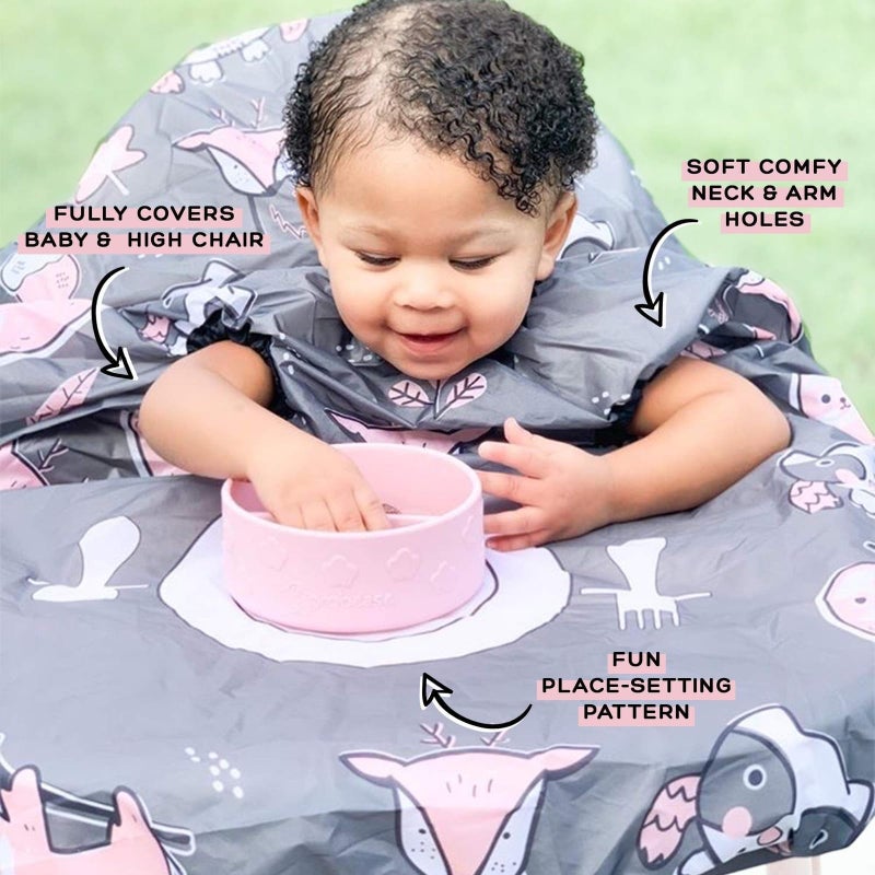 grabease Allover Waterproof Baby Bib - Machine Washable Baby Eating Essentials - Full Coverage Smock with Long Sleeves - Self-Feeding Toddler Bib - Grey, Pack of 1, Ages 6-24 Months - Image 3