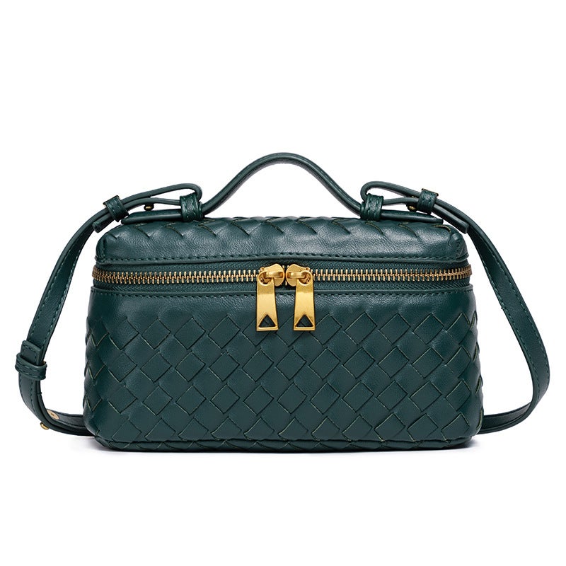 Fashion Popular Lunch Box Bag Hand-Woven New Zipper Bag Trendy Shoulder Portable Cross-Body Bag - Image 3