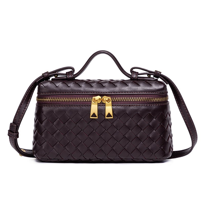 Fashion Popular Lunch Box Bag Hand-Woven New Zipper Bag Trendy Shoulder Portable Cross-Body Bag - Image 2