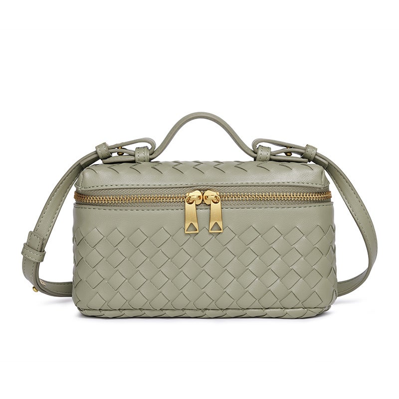 Fashion Popular Lunch Box Bag Hand-Woven New Zipper Bag Trendy Shoulder Portable Cross-Body Bag - Image 4
