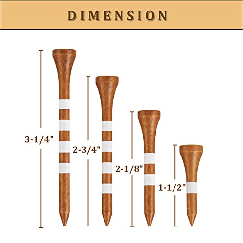 MAZEL Natural Wood/Bamboo Golf Tees 2 3/4 Inch & 3 1/4 Inch,Pack 50 or 120 Pack,Reduce Friction & Side Spin,More Durable and Stable Golf Tees (120 Pack (30*1-1/2" +30*2-1/8"+30*2-3/4+30*3-1/4),Brown) - Image 3