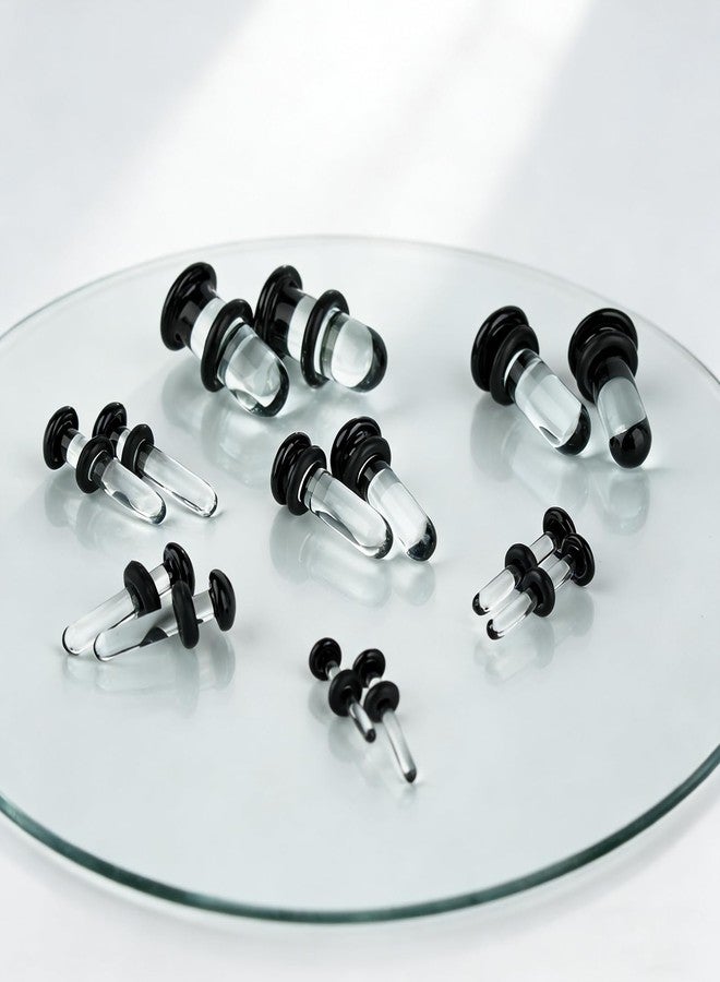 TRESSON Glass Ear Stretching Kit 7Pairs/14Pcs Comfy Pain-free Full Size Ear Gauges with O-Rings Single Glass Stretching Kits Ear Expander Body Piercing Jewelry for Women Men - Image 3
