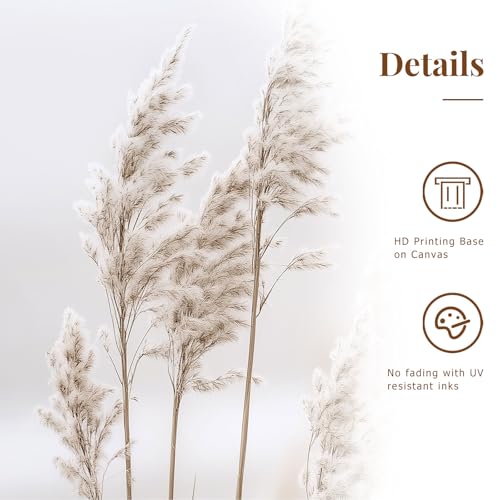 Zessonic Neutral Beach Pampas Grass Wall Art Boho Coastal Canvas Wall Decor, Ocean Shore Landscape Scene Nature Wilderness Prints Artwork for Living Room Bedroom Framed Ocean Theme, Set of 3, 12x16 Inch - Image 2
