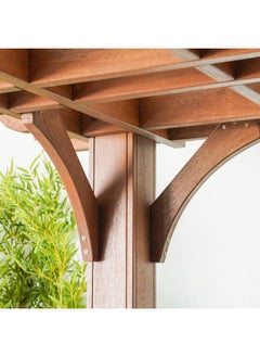DANUBE HOME Hiba Double Slat Wooden Pergola Wooden Gazebo Outdoor Garden Decor Shelter for Garden Porch Beach Pavilion Backyard Wood - 3x4x2.6 M  - Image 2