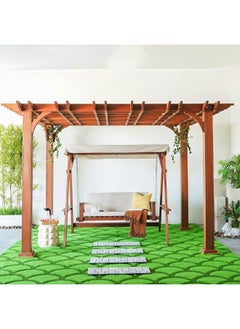DANUBE HOME Hiba Double Slat Wooden Pergola Wooden Gazebo Outdoor Garden Decor Shelter for Garden Porch Beach Pavilion Backyard Wood - 3x4x2.6 M  - Image 3