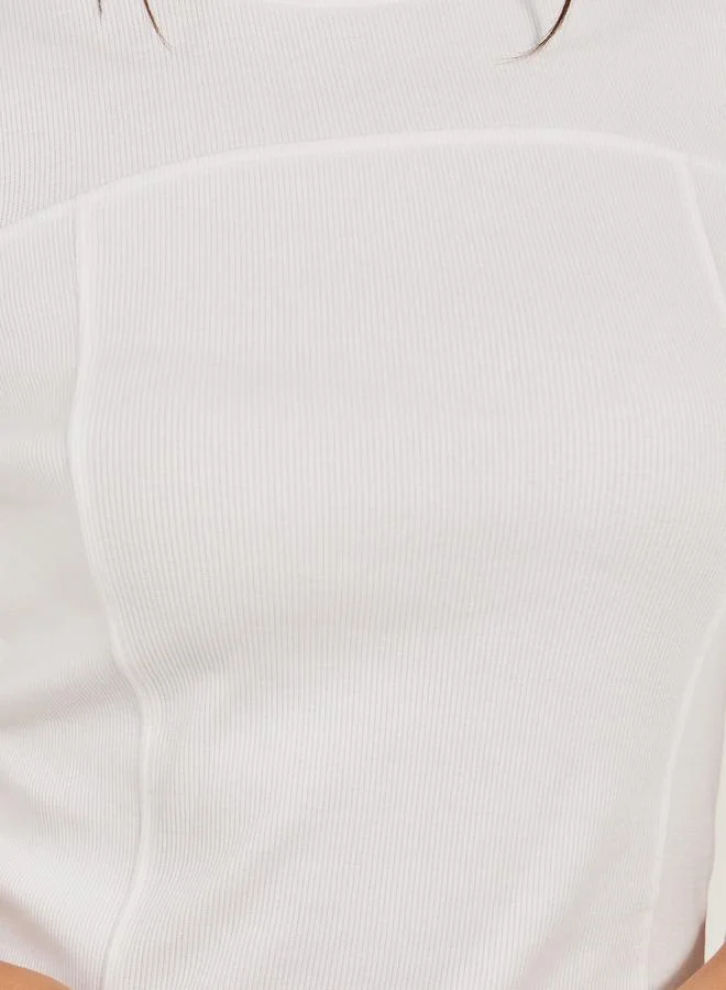 Styli Ribbed Round Neck Fitted T-Shirt