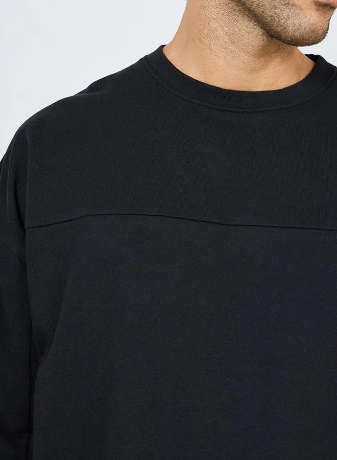 Styli Terry Boxy Fit T-Shirt with Raw Sleeve & Hem Detail