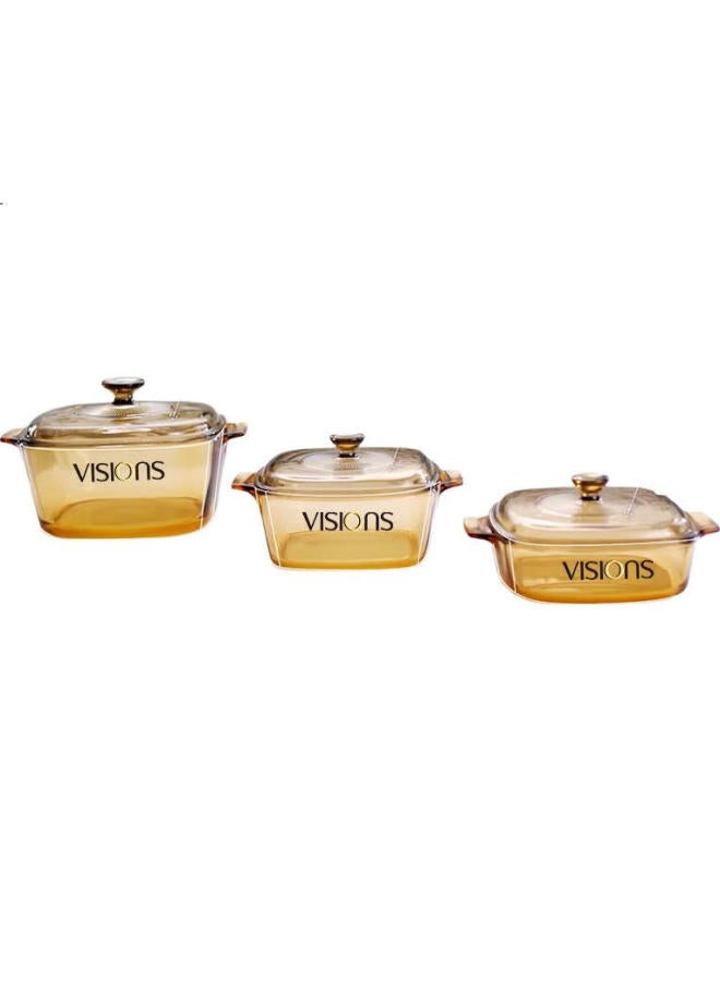 Visions 1.5L Square Soup Pot High Temperature Resistant Glass Stew Pot Cooking Pot Crystal Clear Double Ear Pot Direct Fire Heating