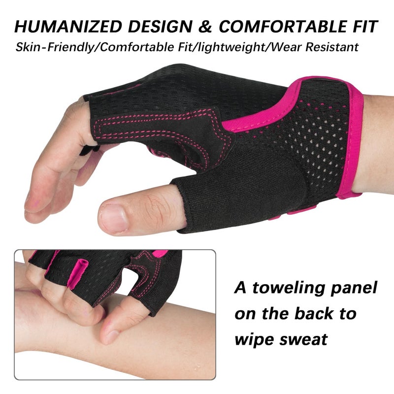 MOREOK Cycling Gloves Bike Gloves for Men/Women-[Breathable Anti-Slip 5MM Gel Pad] Biking Gloves Half Finger Road Bike MTB Bicycle Gloves-098-PINK-S - Image 3