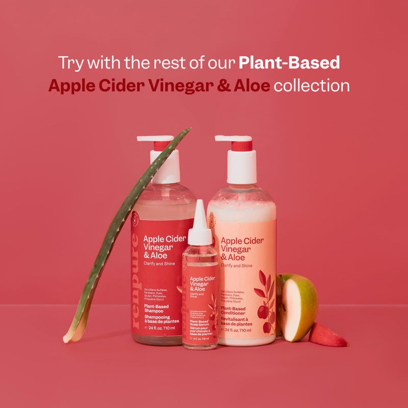 Renpure سيروم فروة الرأس من رينبيور خل التفاح، نباتي - ينظف، يوازن ويرطب فروة الرأس لشعر أنعم وأكثر لمعانًا - لفروة الرأس الحاكة - خل التفاح، جذر الزنجبيل، ورقة النعناع - 4 أونصة سائلة - Image 4