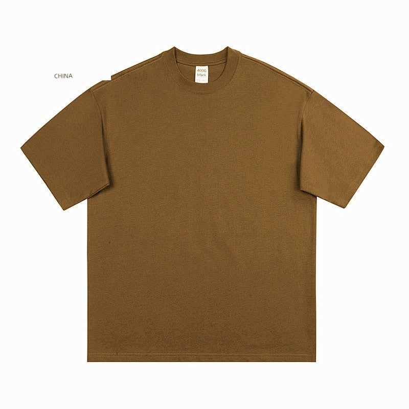 Xinjiang cotton 300g heavyweight pure cotton solid color short-sleeved T-shirt for men and women in cool tones American retro loose half-sleeved summer - Image 1
