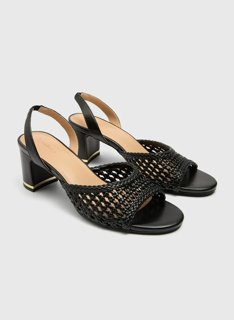 Matalan Black Woven Strap Heels