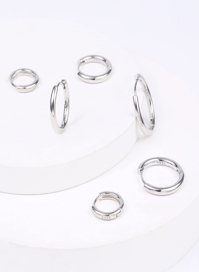 ALEXCRAFT 14K Gold Small Huggie Hoop Earrings for Women 925 Sterling Silver Hypoallergenic Cartilage Huggie Hoops Earrings for Men（3 Pairs） - Image 5