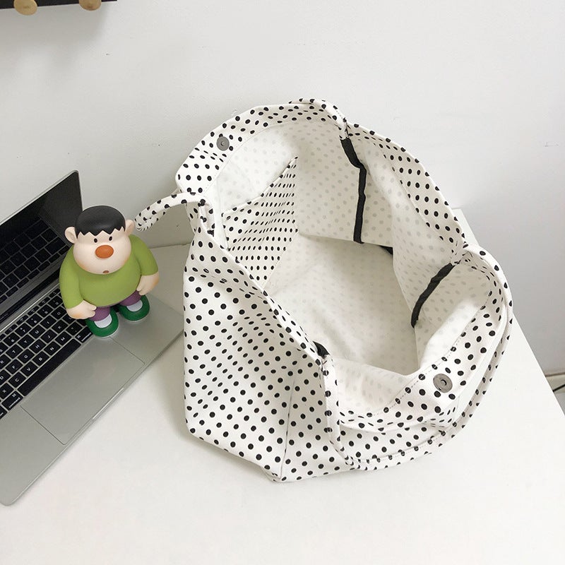 Retro Sweet Polka Dot Cloth Bag, Cute Girl'S Lazy Style Tote Bag, Lightweight Casual Cloth Bag For Class And Outing - Image 4