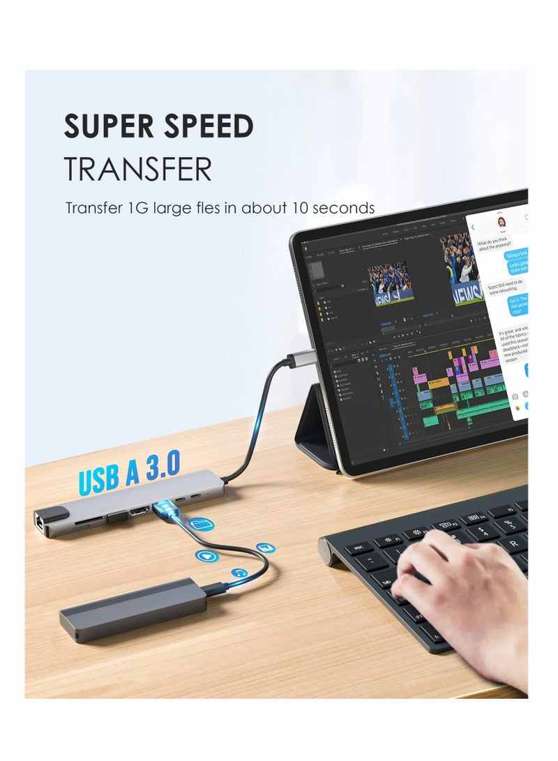 Barakah 8 in 1 USB C Docking Station, USB C Hub Multiport Adapter with 4K HDMI, 100W Power Delivery, USB-C, Ethernet, 2 USB, SD/TF Card Reader Compatible with MacBook Pro XPS and More Type C Devices - Image 4