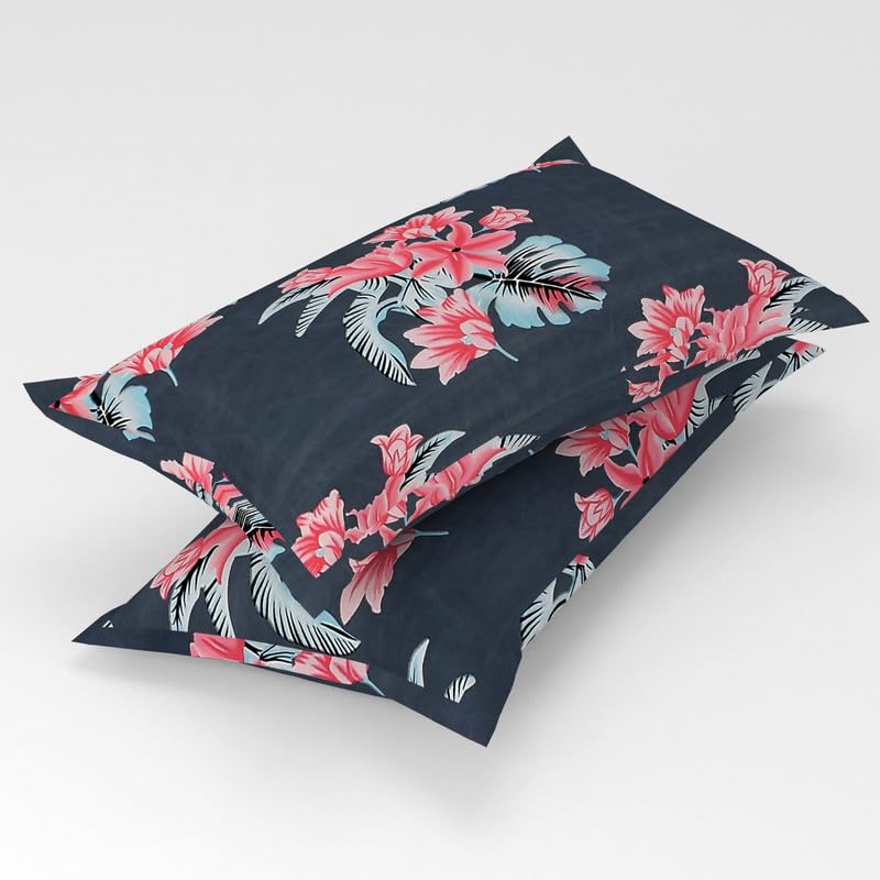 Florida Elastic Fitted Bedsheet for Double Size Bed with Pillow Covers and Made of Cotton with Floral Print - Image 4