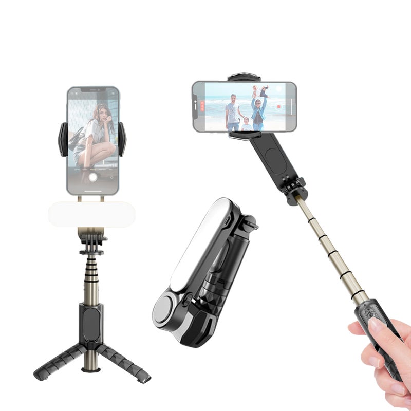 Q09 360°Rotatable Multi-function Gimbal Stabilizer Remote Control Stabilizer with 27.3in Extension Rod Beauty Fill Light Face Smart Tracking Auto Balance - Image 1