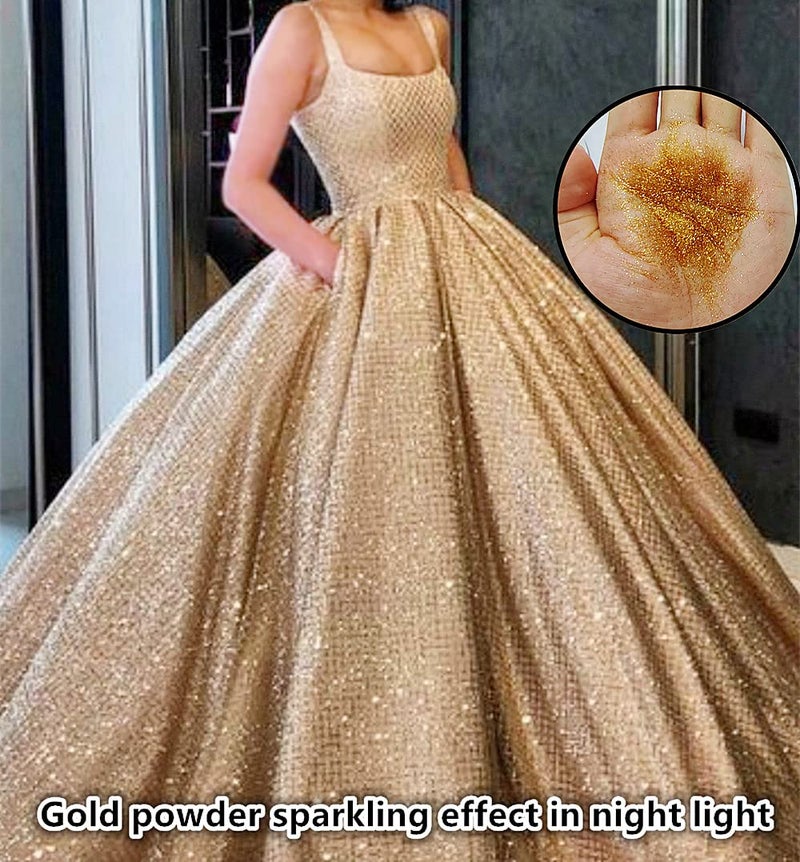 Go Ho رذاذ جليتر للشعر والجسم من جو هو، رذاذ جليتر ذهبي، مسحوق تجميل جاف للملابس، مسحوق لامع فضفاض للمهرجانات، جليتر ريزين فائق الدقة هولوجرافي، 10 جرام - Image 3