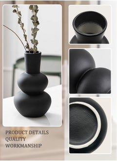 WinHolder Flower Vase Ceramic Vases for Decor, Flower Vase for Home Decor Living Room, Home, Office, Centerpiece,Table and Wedding Black  - Image 4