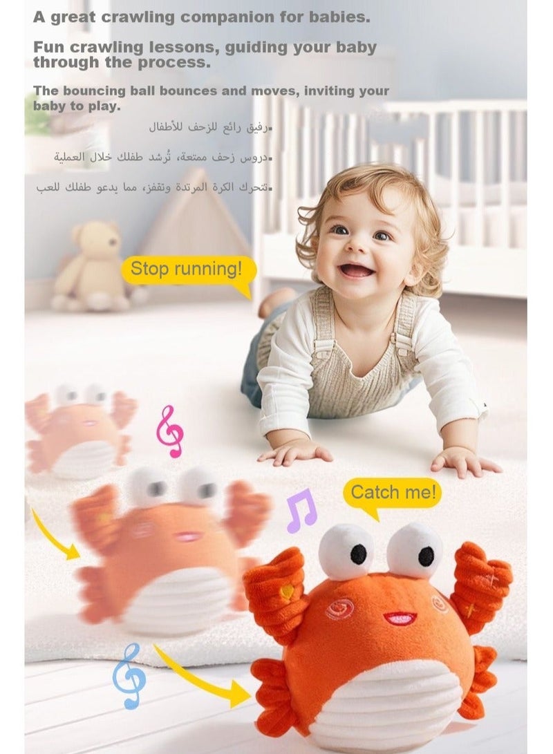 Jumping Singing Talking Crab Plush Toy, Baby Crawling Toy with Music & Voice, Interactive Learning Crawling Doll, Encourages Movement /Crawling/speaking for Infants & Kids 0-1 Year Old - Image 3