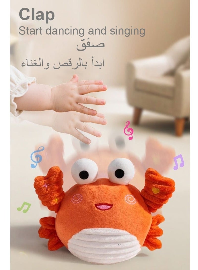 Jumping Singing Talking Crab Plush Toy, Baby Crawling Toy with Music & Voice, Interactive Learning Crawling Doll, Encourages Movement /Crawling/speaking for Infants & Kids 0-1 Year Old - Image 5