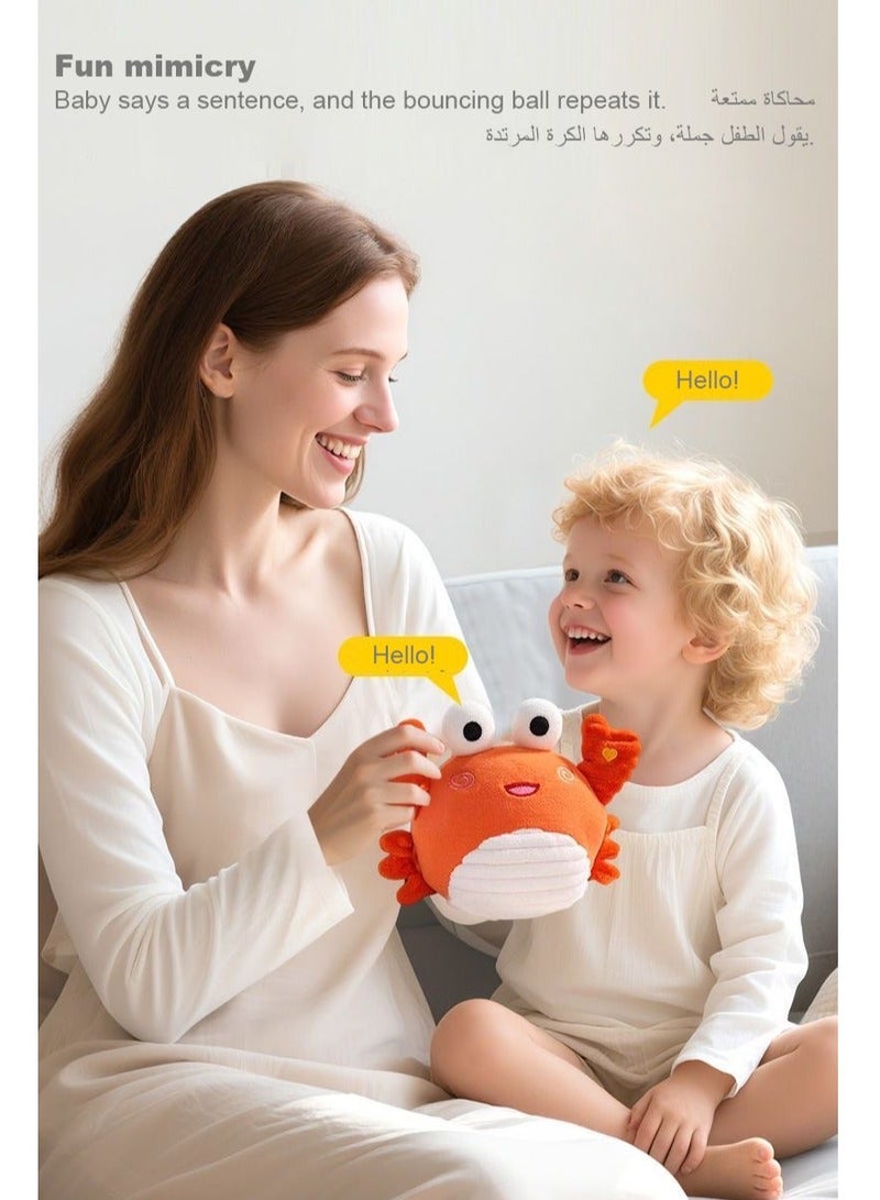 Jumping Singing Talking Crab Plush Toy, Baby Crawling Toy with Music & Voice, Interactive Learning Crawling Doll, Encourages Movement /Crawling/speaking for Infants & Kids 0-1 Year Old - Image 4
