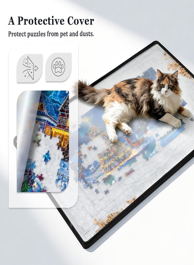Becko US 2000-pc Foldable Puzzle Board with 6 Colorful Trays & TPU Cover, Portable & Lightweight Puzzle Table, Felt Mat with Auxiliary Lines for Storage, for 2000 1500 1000 Pieces Puzzles (Light Gray) - Image 3