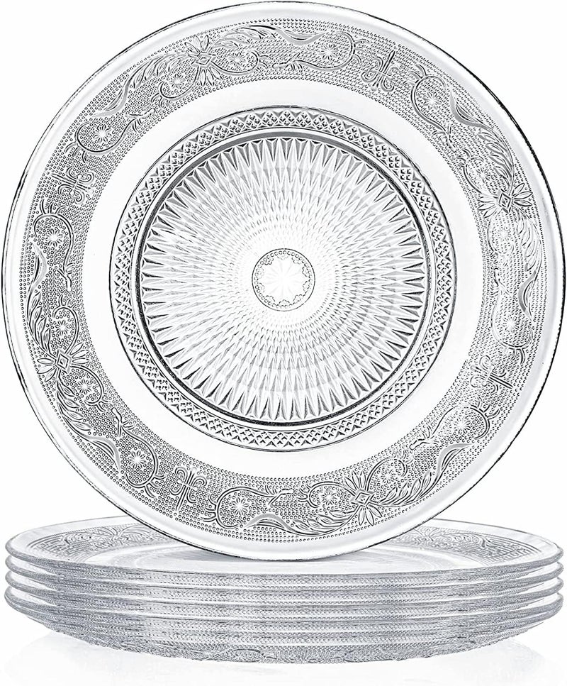 ROSEFINCH Glass Dinner Plates Glass Fruit Serving PlateCrystal Decoration Serving TraySnack PlateAppetizer PlatesSalad Plates 7 Inch Plate Set of 6 - Image 3