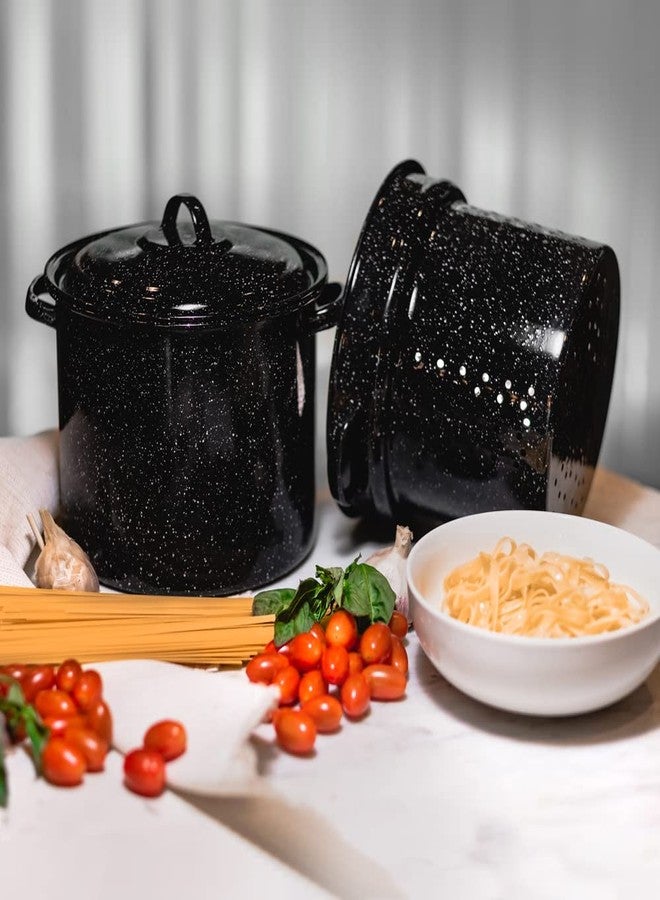 Granite Ware 7.5 Qt 3 Piece Multiuse Pasta Pot Set, Strainer Pot with lid. (Speckled Black) Seafood, Soups, Sauce, Large Capacity. Easy to Clean. Dishwasher Safe. - Image 3