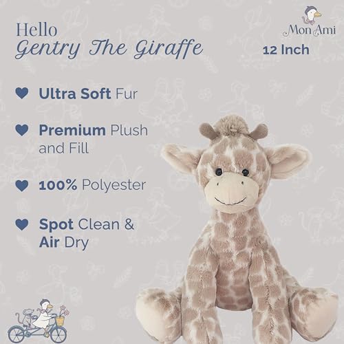 MON AMI Gentry The Giraffe Stuffed Animal 12 Soft Stuffed Toy Plushies for BabiesToddlers Gifts for Kids of All Ages Zoo Animals - Image 5