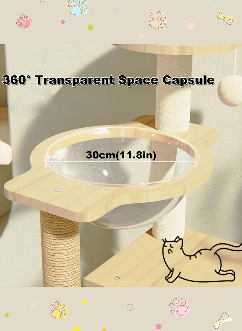 Kidle Cat Tree Cat Climbing Frame with Space Capsule Cat Scratching Post Cat Toys 130*50*40cm - Image 5