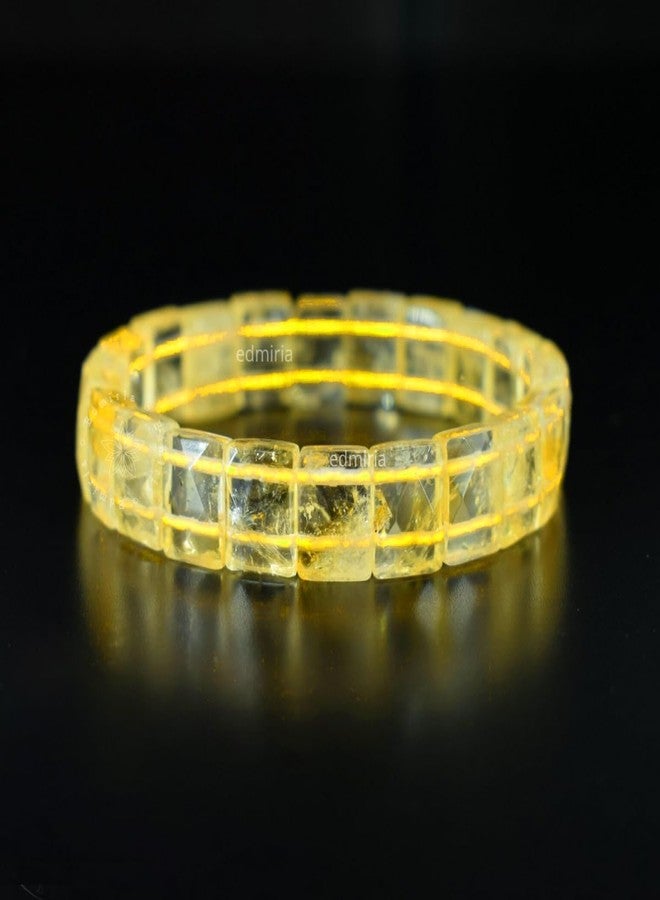 EDMIRIA Natural Yellow Citrine Bracelet for Men and Women Financial Luck Stylish Original Sunela Crystal Stone Bracelets Reiki Healing Aura chakra (Rectangle) - Image 4