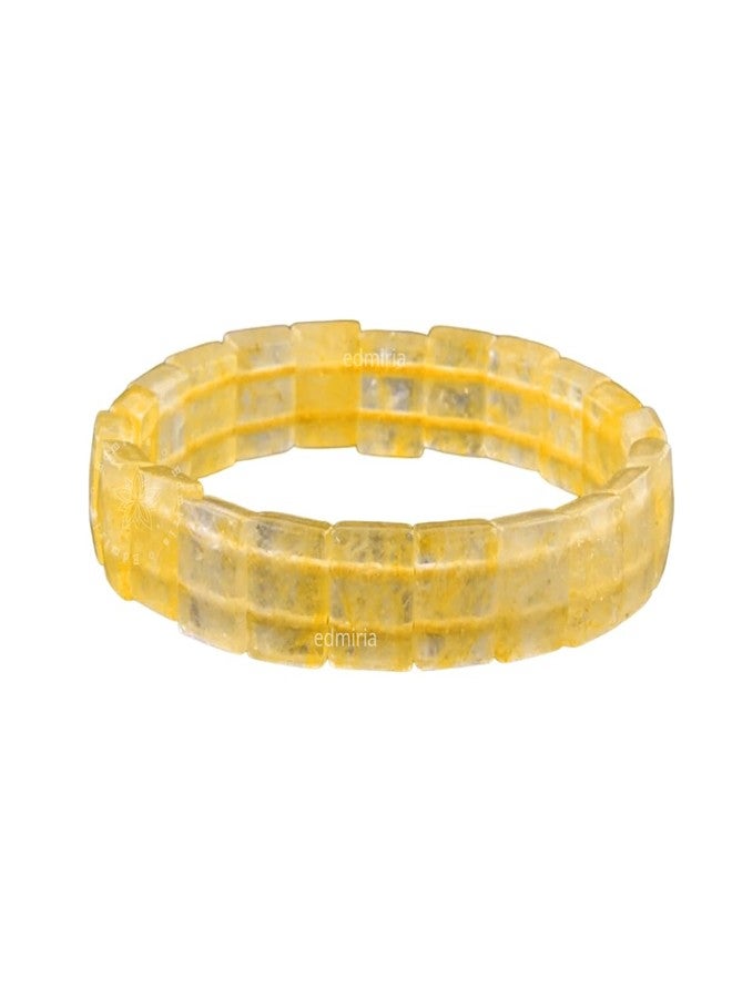 EDMIRIA Natural Yellow Citrine Bracelet for Men and Women Financial Luck Stylish Original Sunela Crystal Stone Bracelets Reiki Healing Aura chakra (Rectangle) - Image 1