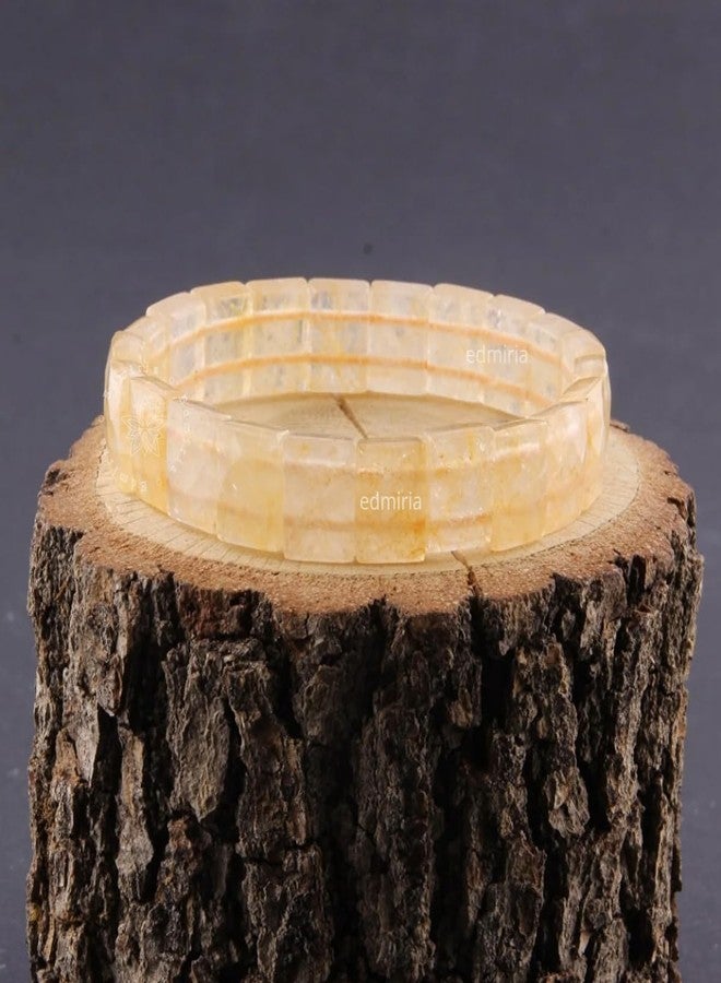 EDMIRIA Natural Yellow Citrine Bracelet for Men and Women Financial Luck Stylish Original Sunela Crystal Stone Bracelets Reiki Healing Aura chakra (Rectangle) - Image 5