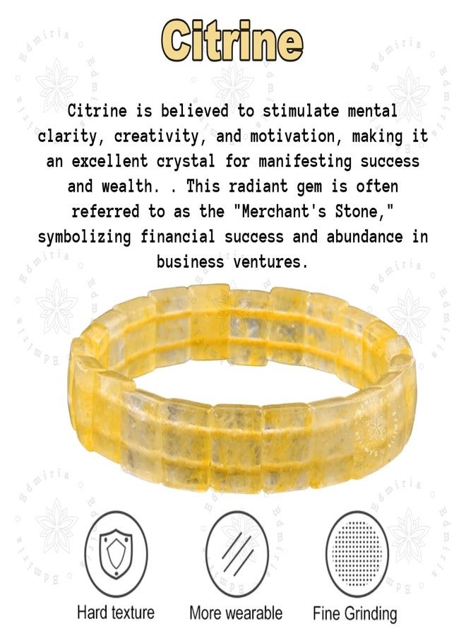 EDMIRIA Natural Yellow Citrine Bracelet for Men and Women Financial Luck Stylish Original Sunela Crystal Stone Bracelets Reiki Healing Aura chakra (Rectangle) - Image 3