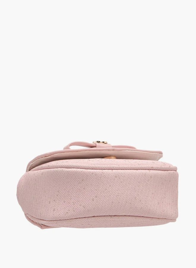 Flora Bella By Shoexpress Girls Bow Accent Crossbody Bag with Chain Strap and Flap Closure