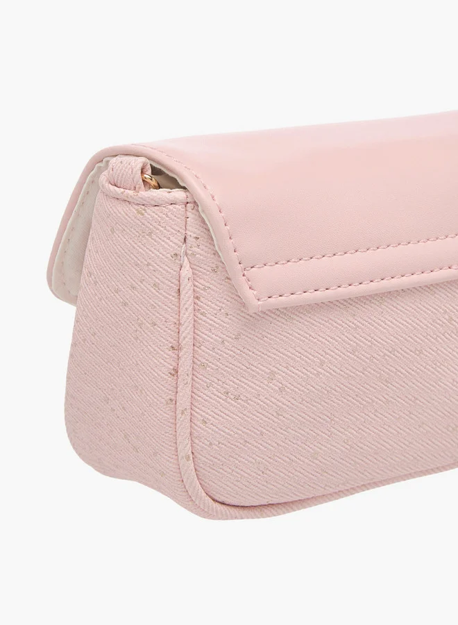 Flora Bella By Shoexpress Girls Bow Accent Crossbody Bag with Chain Strap and Flap Closure